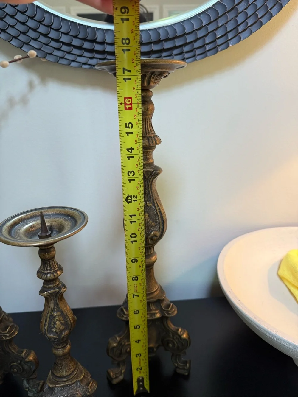 Antique Baroque Brass Alter Candle Holders - Set of 3